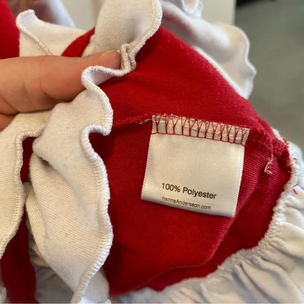 Hanna Andersson Christmas Nightgown Elf Santa Mrs.Claus Red Size 130 8 Ruffle